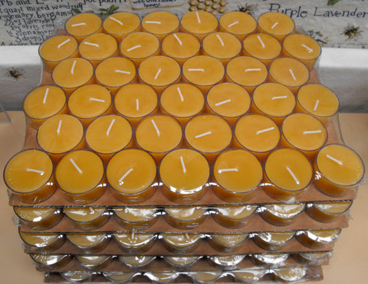 Wholesale pure beeswax tealights, case of 180 for commercial and event lighting needs