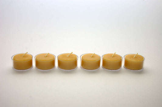 Pure beeswax tealight set of 6, eco-friendly natural accent lighting
