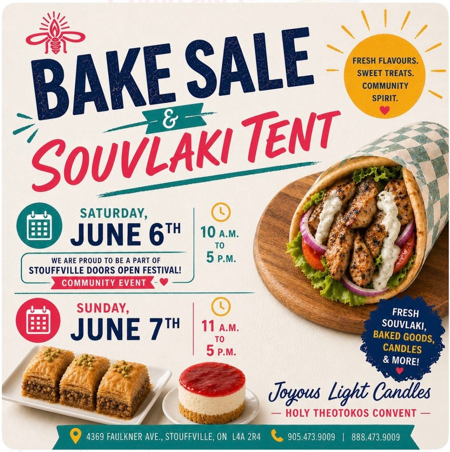 Doors Open and our Bakes Sale and Souvlaki Tent