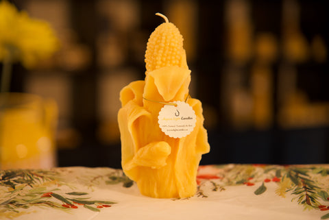 Corn Stalk with Bird Candle - 3 1/4" wide x 7" tall