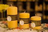 Ribbon Pillar Candle - 3" wide x 4" tall