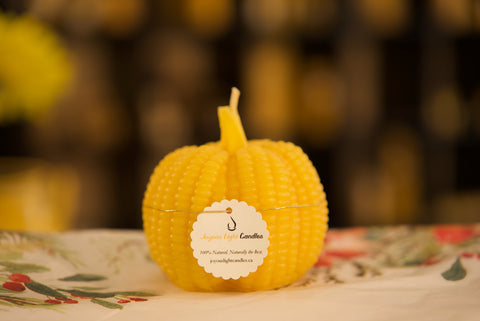 Corn Pumpkin Candle (Short) - 3 1/2" wide x 3 3/4" tall